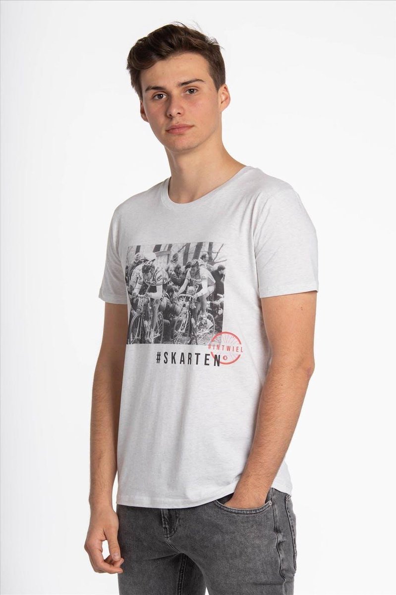 Brooklyn Intwiel Fiets Ecru | wit T-shirt Skarten | Wielrennen | Koers | Grappig | Cadeau - Maat L